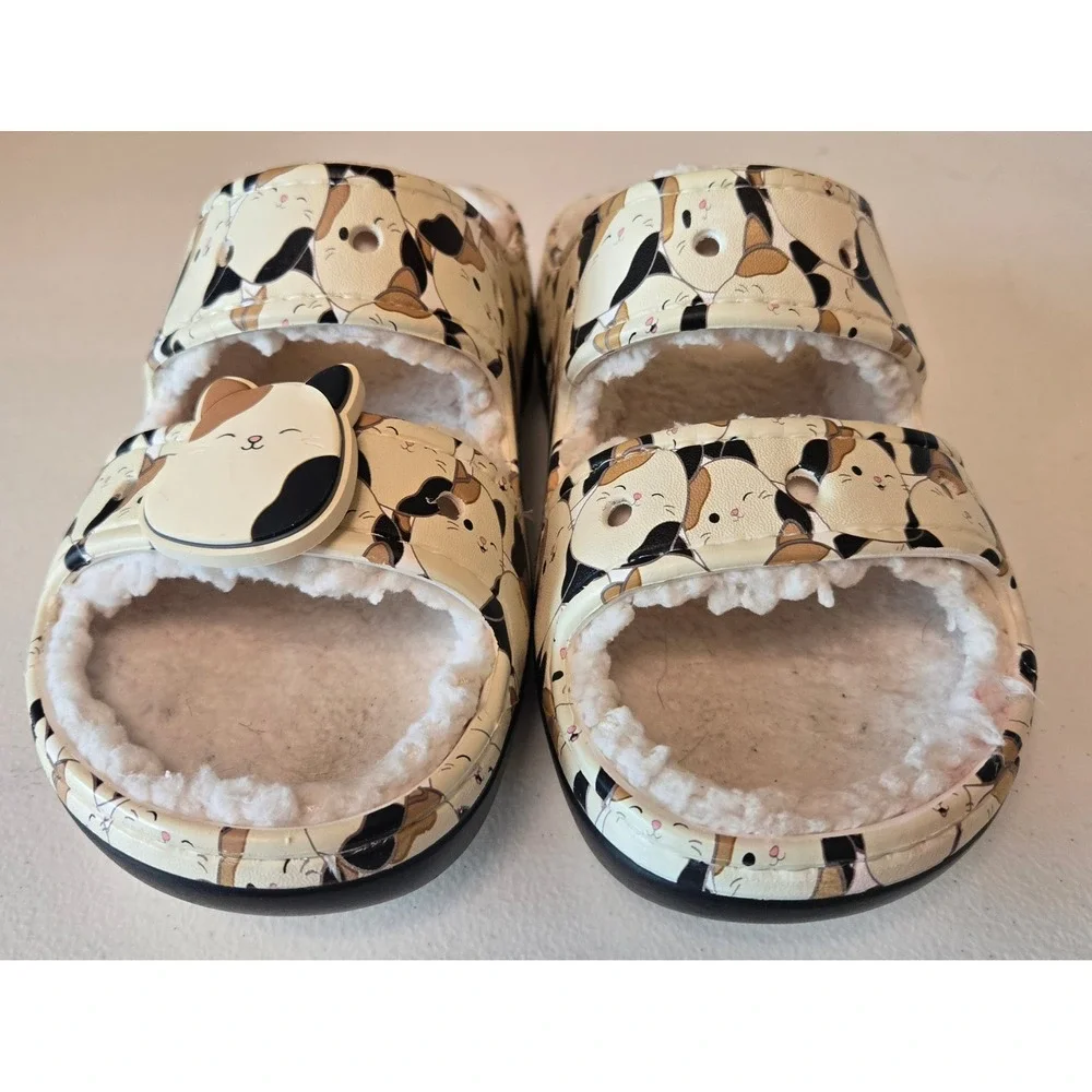Squishmallows Crocs Cat Sherpa Slippers‎ Womens 7 Cozy Plush House Shoes Cute